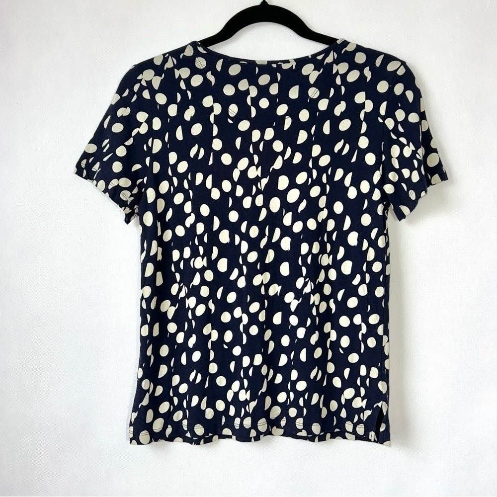 Anthropologie Maeve Navy Blue & White Polka Dot Cotton Modal Short Sleeve Top XS - Picture 6 of 11